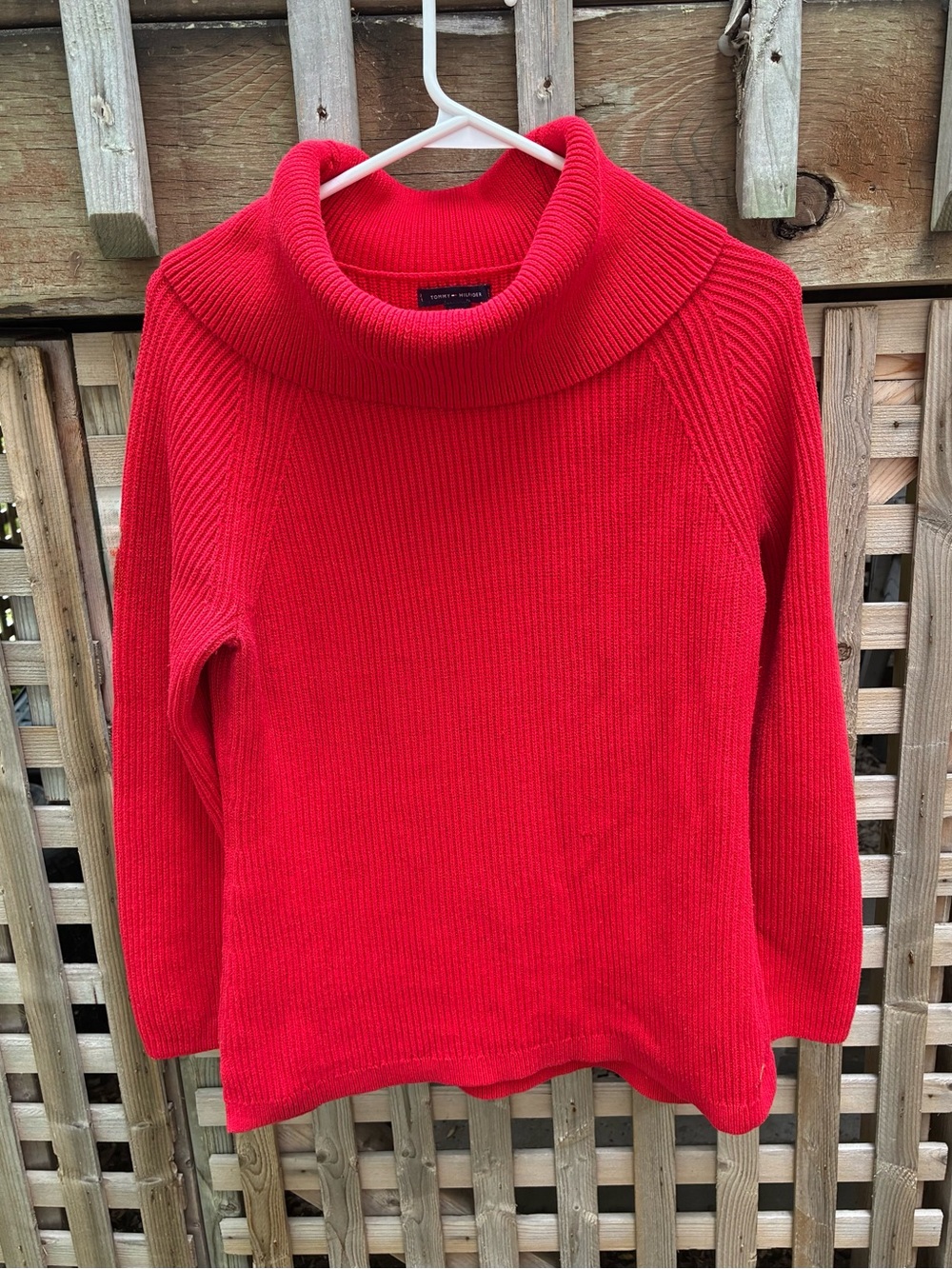 Tommy Hilfiger Red Ribbed Turtleneck Sweater